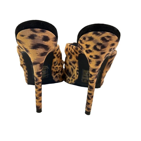 Quipid Shoes Womens Size 7 Leopard Peep Toe Heel Slip On - Picture 5 of 10